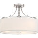 Poleis 3 Light 17 inch Brushed Nickel Semi Flush Mount Ceiling Light