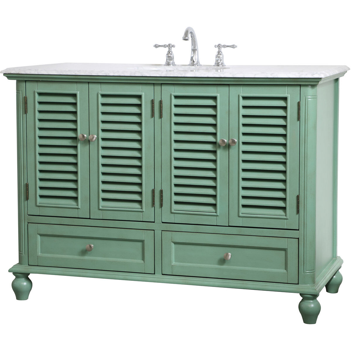 Rhodes 48 X 48 X 35 inch Vintage Mint and Brushed Nickel Vanity Sink Set