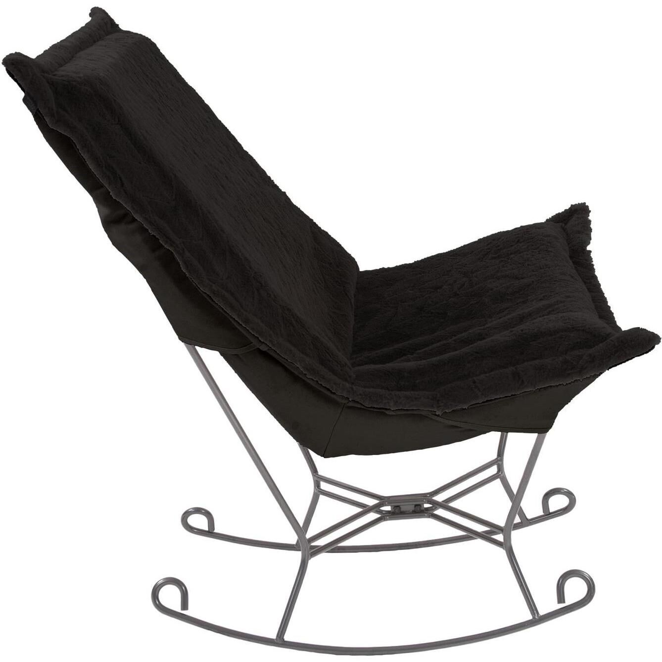 Puff Angora Ebony Scroll Rocker with Cover