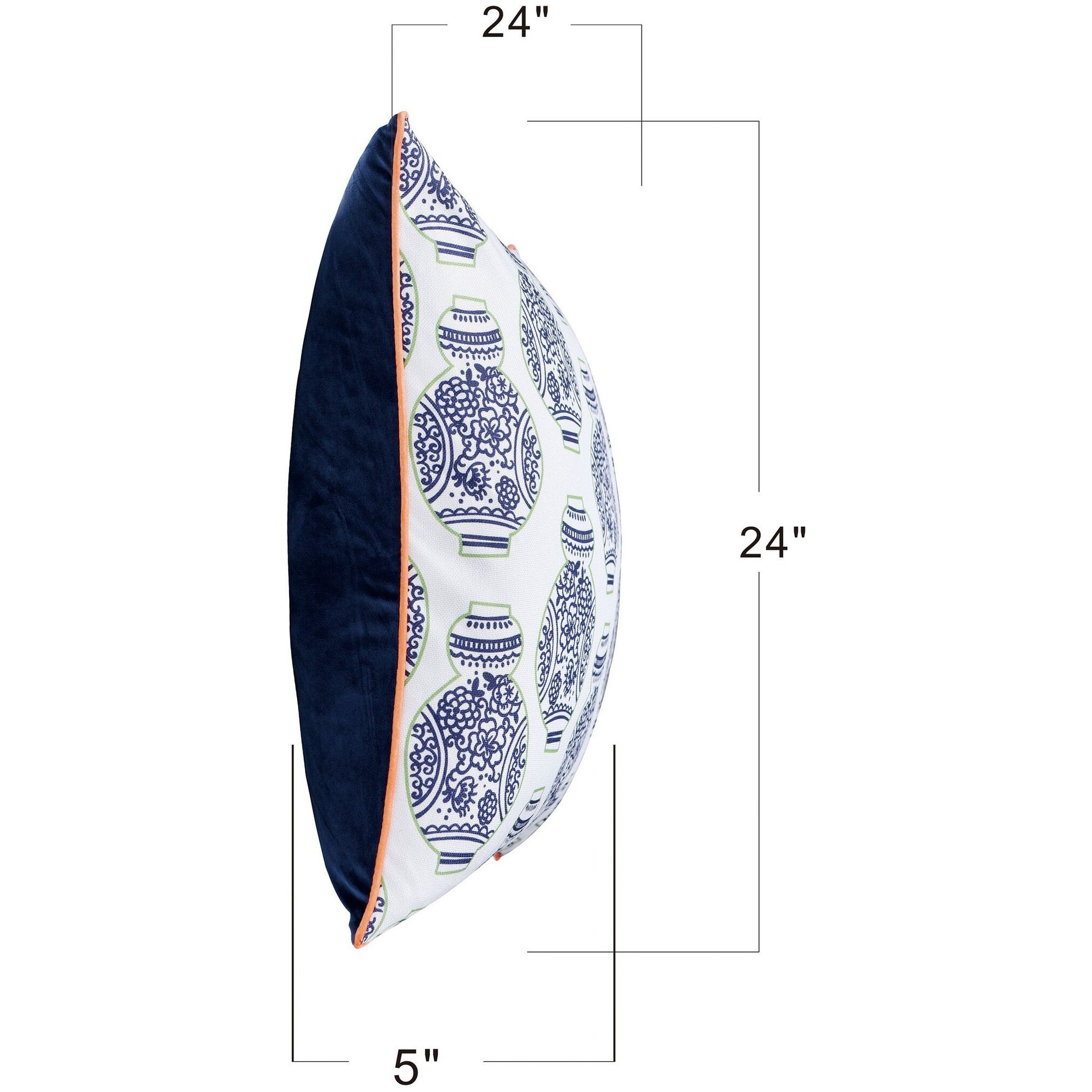 Dann Foley Double Sided Pillow 5 inch Green and White Throw Pillow