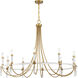 Mayfair 10 Light 45 inch Warm Brass with Chrome Accents Chandelier Ceiling Light