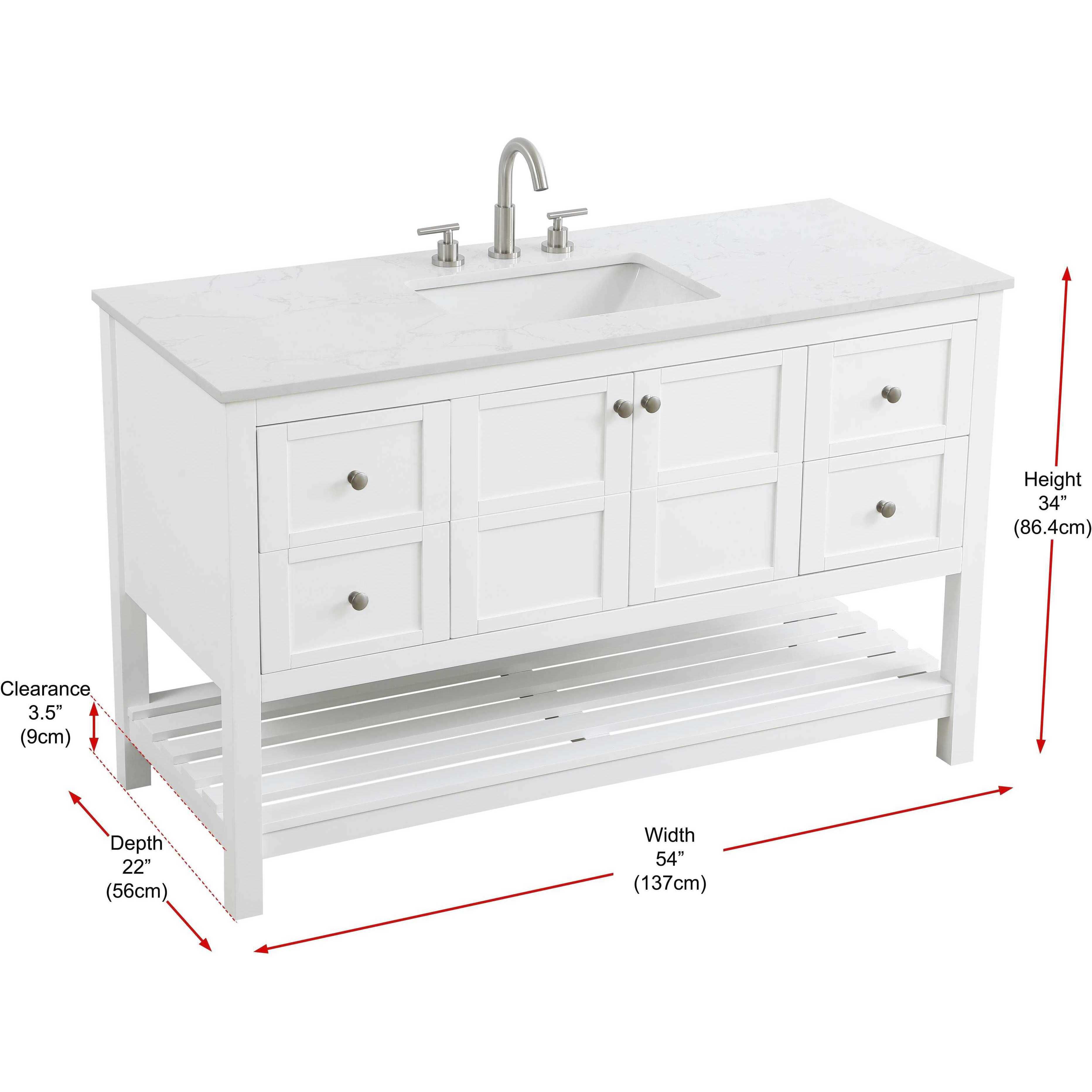 Theo 54 X 34 inch White Bathroom Vanity Cabinet