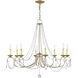 Pennington 8 Light 34 inch Hand Painted Antique Silver Leaf Chandelier Ceiling Light