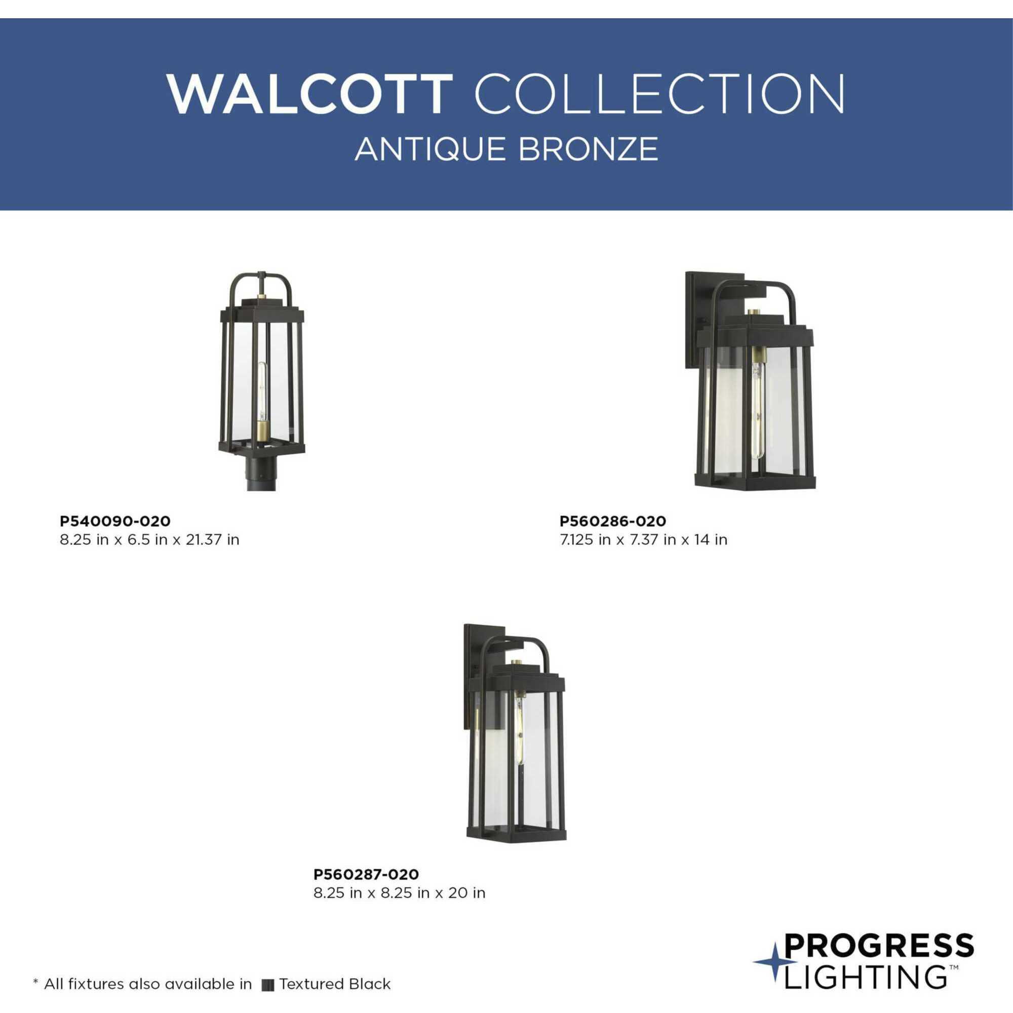 Walcott 1 Light 14 inch Antique Bronze Outdoor Wall Lantern