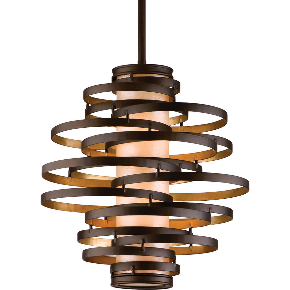 Vertigo 2 Light 18 inch Bronze Leaf/Gold Leaf Pendant Ceiling Light