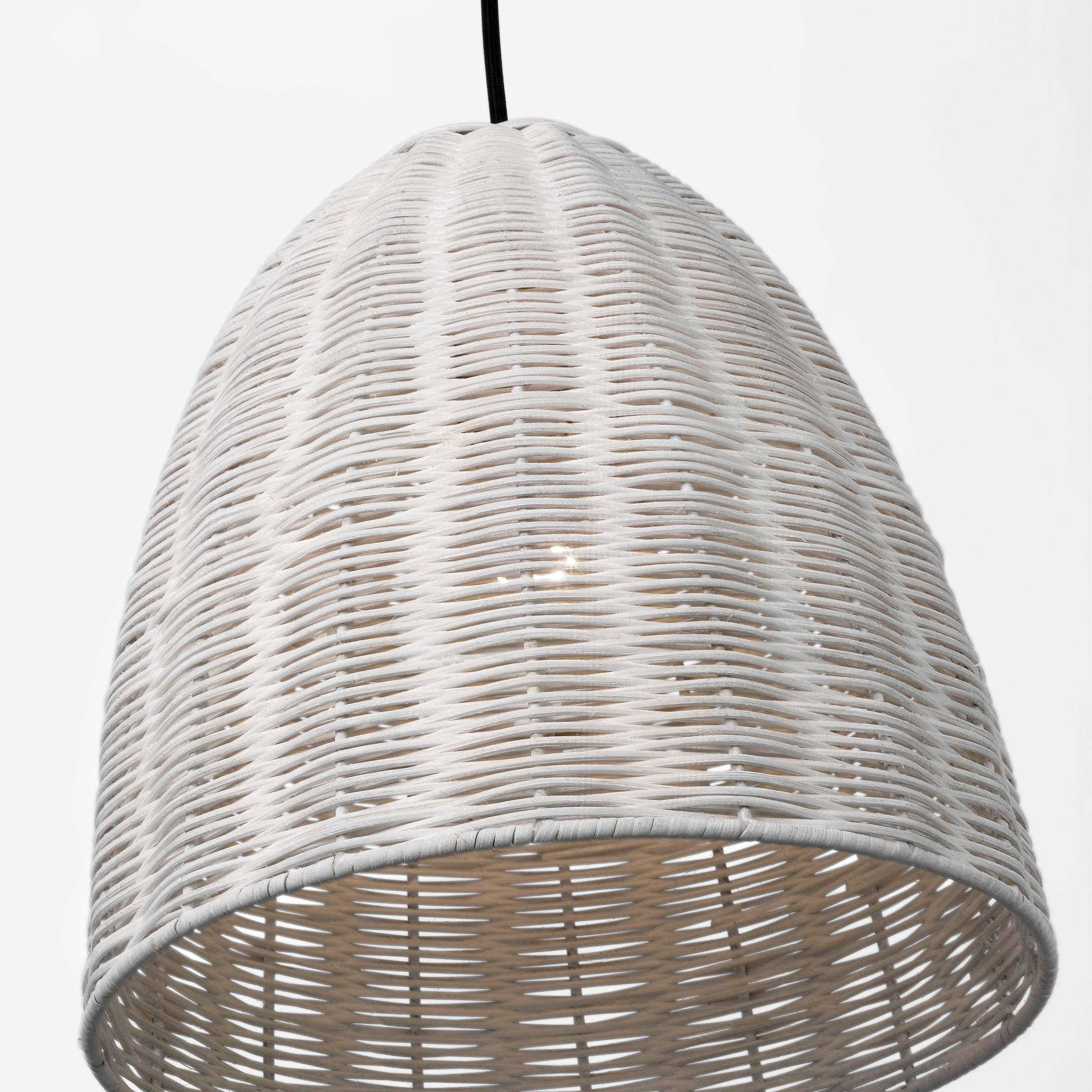 Sean Lavin Norman Pendant Ceiling Light in Satin Brass with Chalk Wicker
