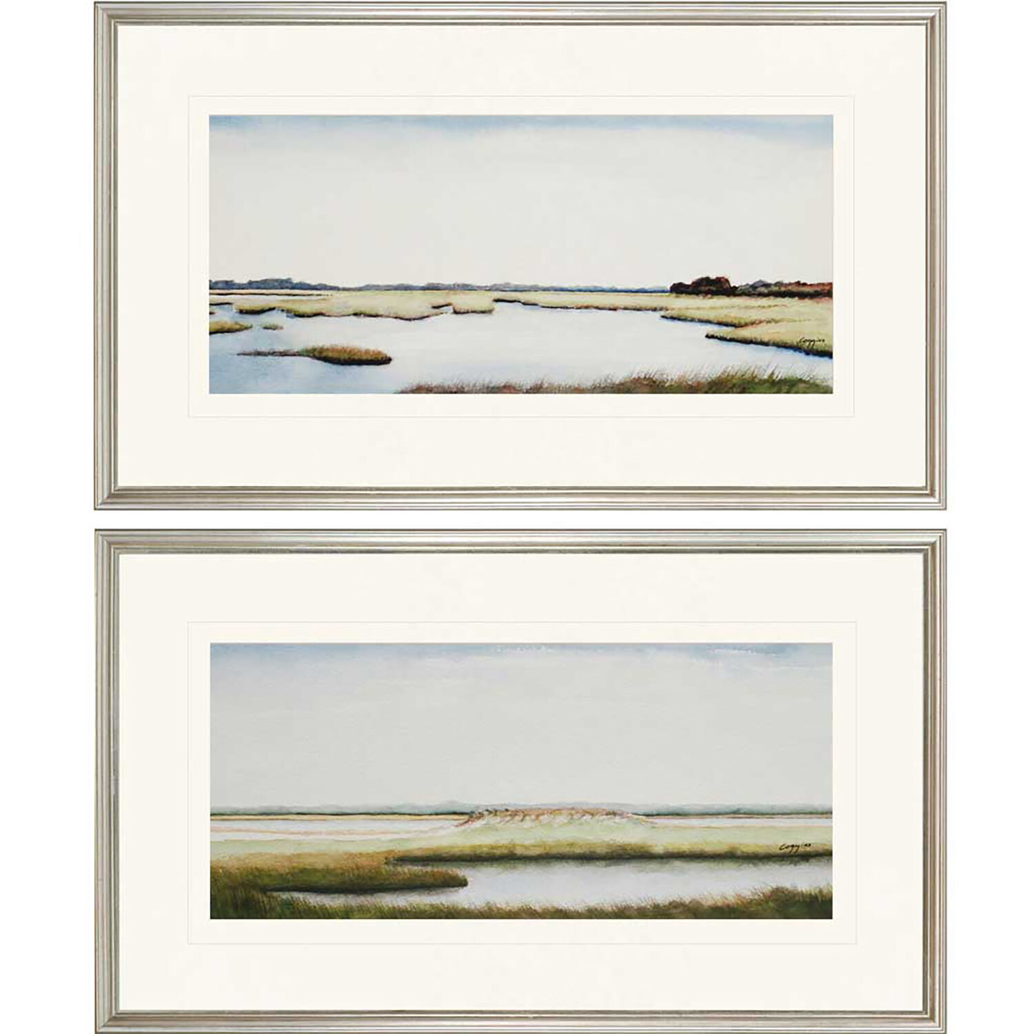 Marshlands 1433 Blue and Green and White and Brown Framed Art