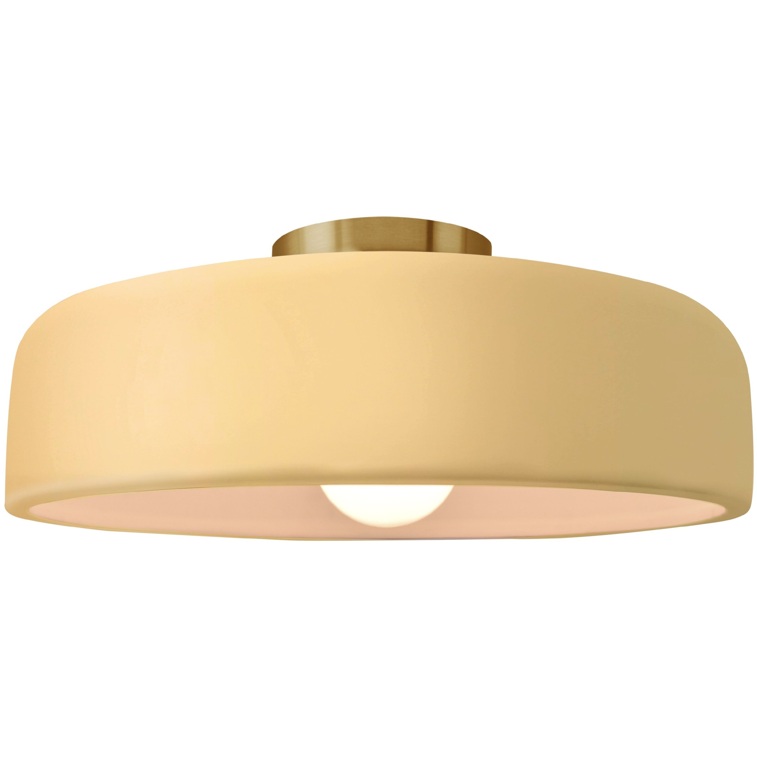 Radiance Collection - Spire LED 16 inch Muted Yellow and Brushed Brass Semi-Flush Ceiling Light in Dedicated LED, 16W x 6.5H, Form+Finish+Function