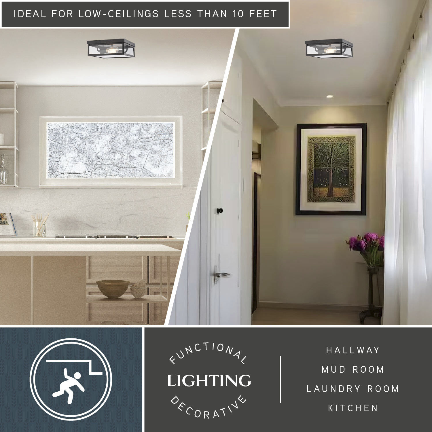 Clinton 2 Light 12 inch Matte Black Outdoor Ceiling