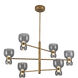 Sutton 36 inch Vintage Brass and Smoked Glass Chandelier Ceiling Light