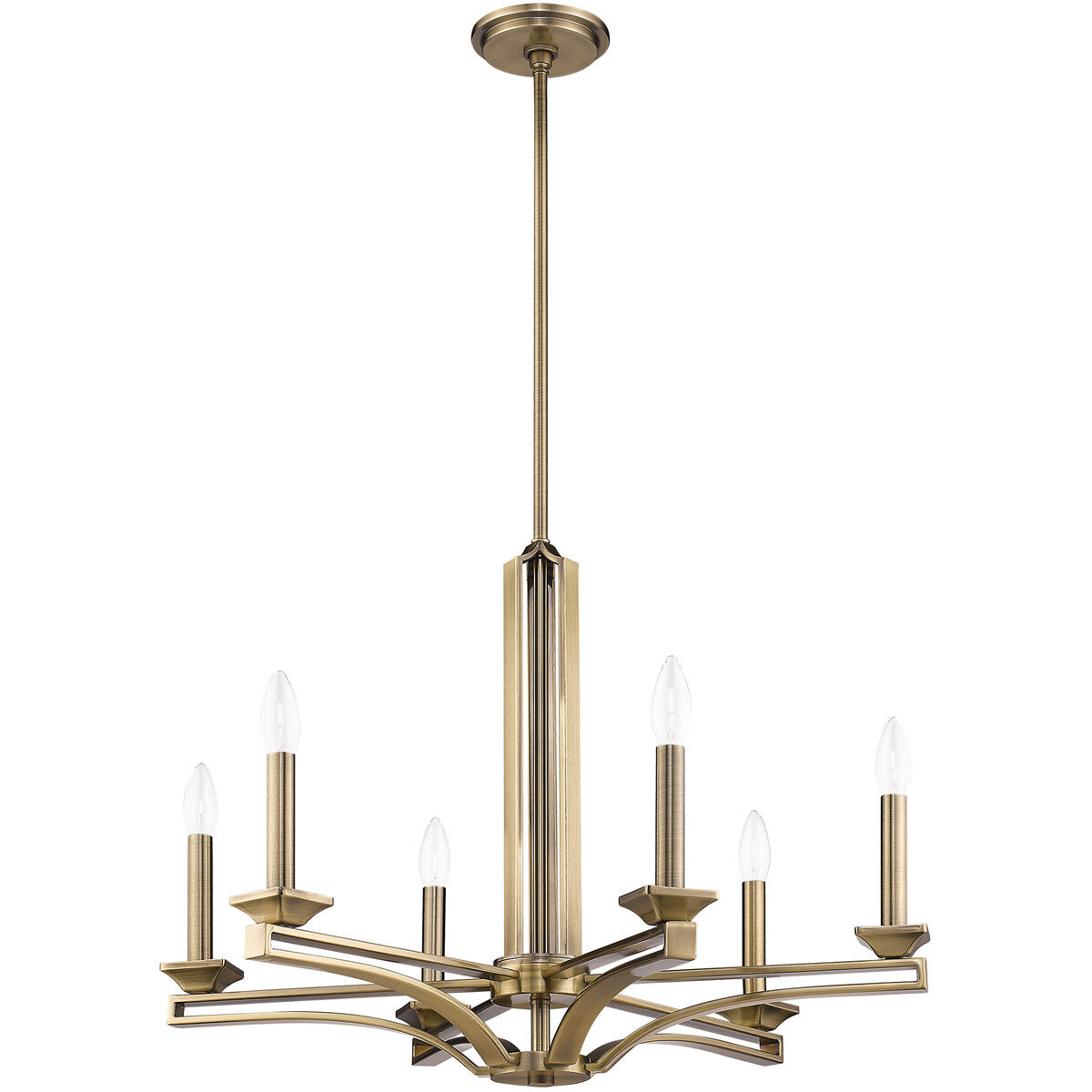 Trumbull 6 Light 26 inch Antique Brass Chandelier Ceiling Light