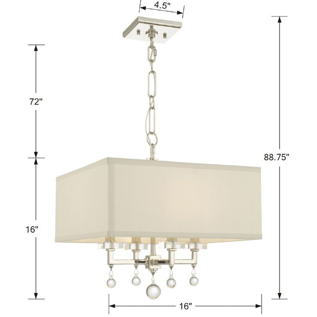 Paxton 4 Light 16 inch Polished Nickel Semi Flush Ceiling Light, Convertible