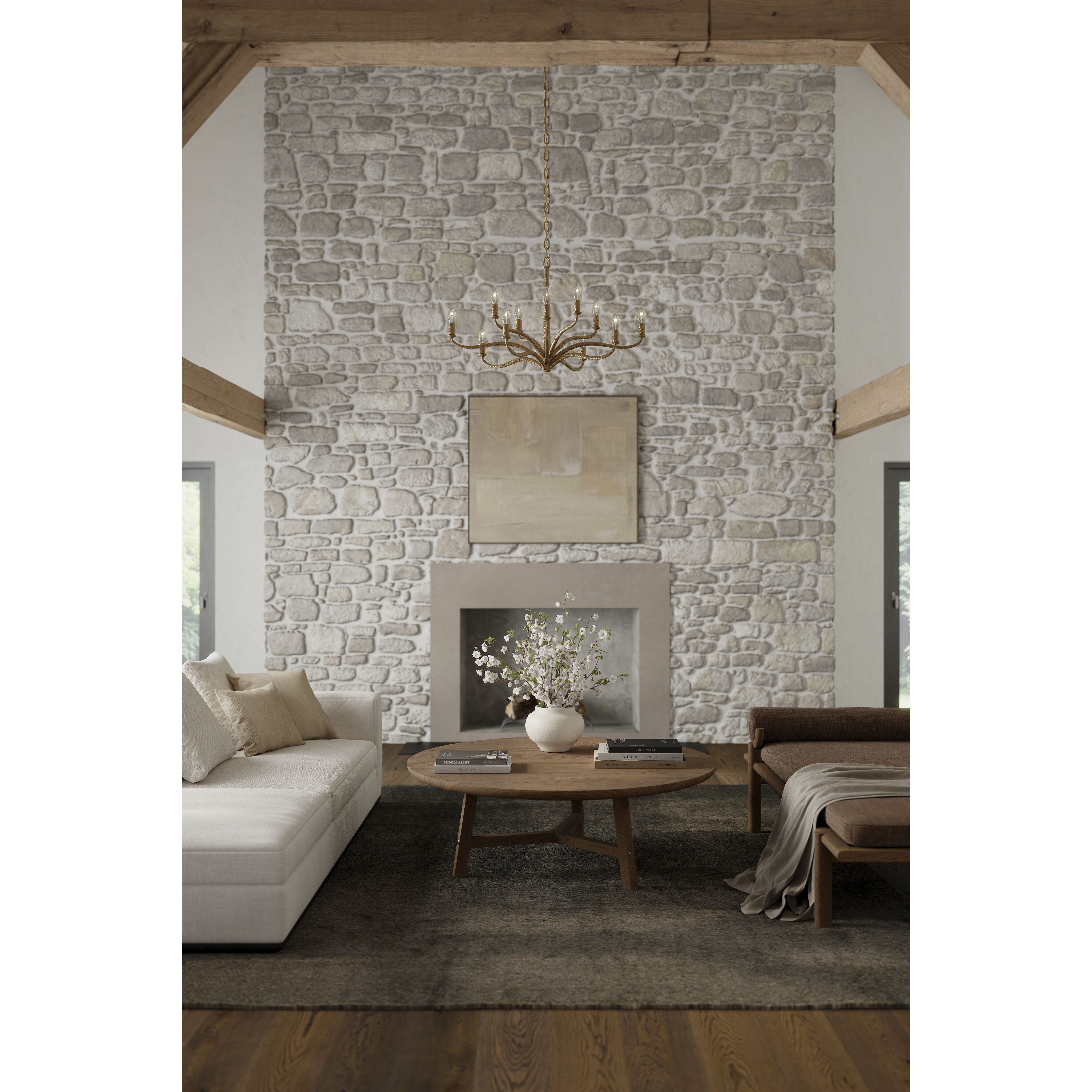 Dorianne 12 Light 34 inch Textured Dusken Brass Chandelier Ceiling Light