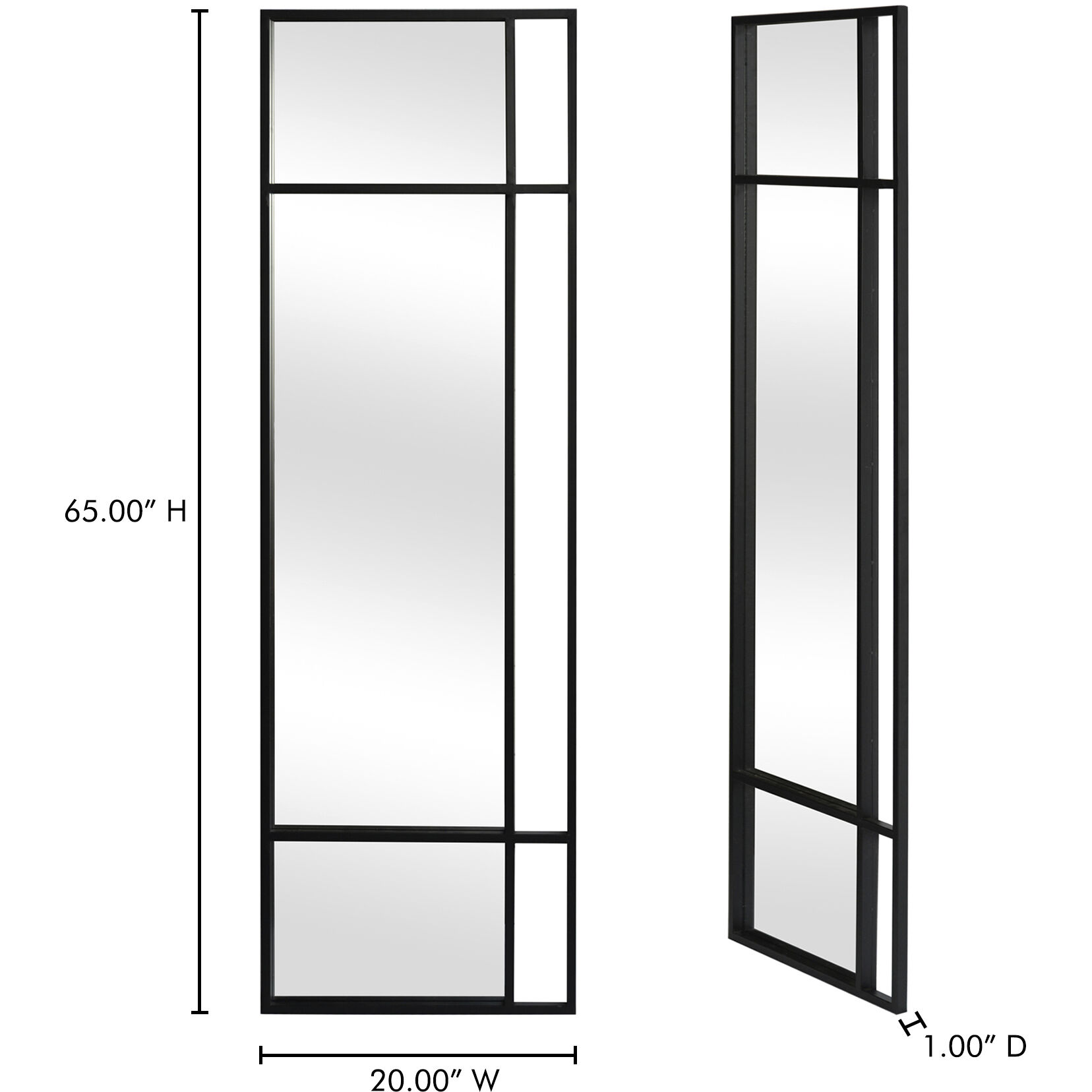 Grid 65 X 20 inch Black Mirror