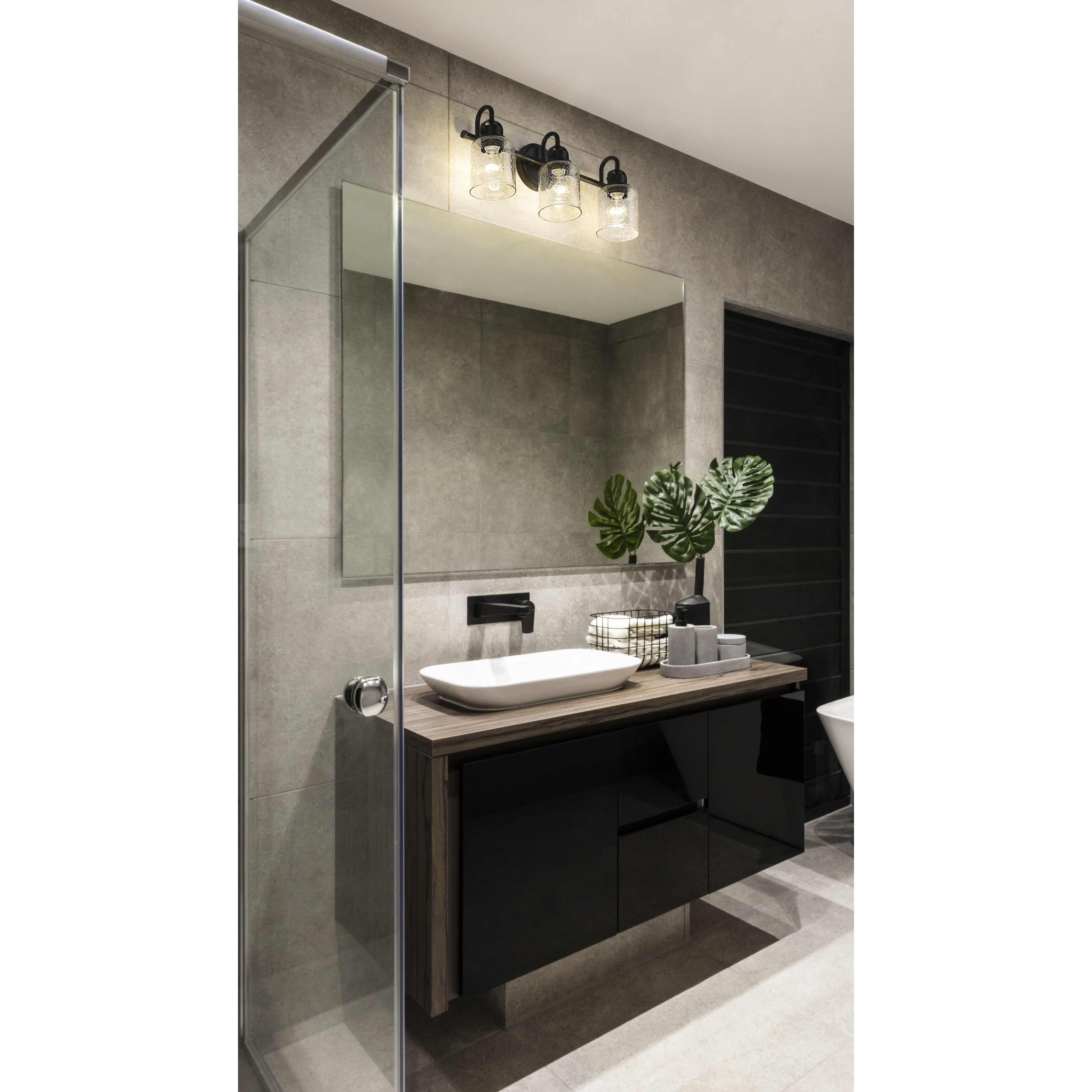 Kinsley 3 Light 22 inch Matte Black Bath Vanity Wall Light