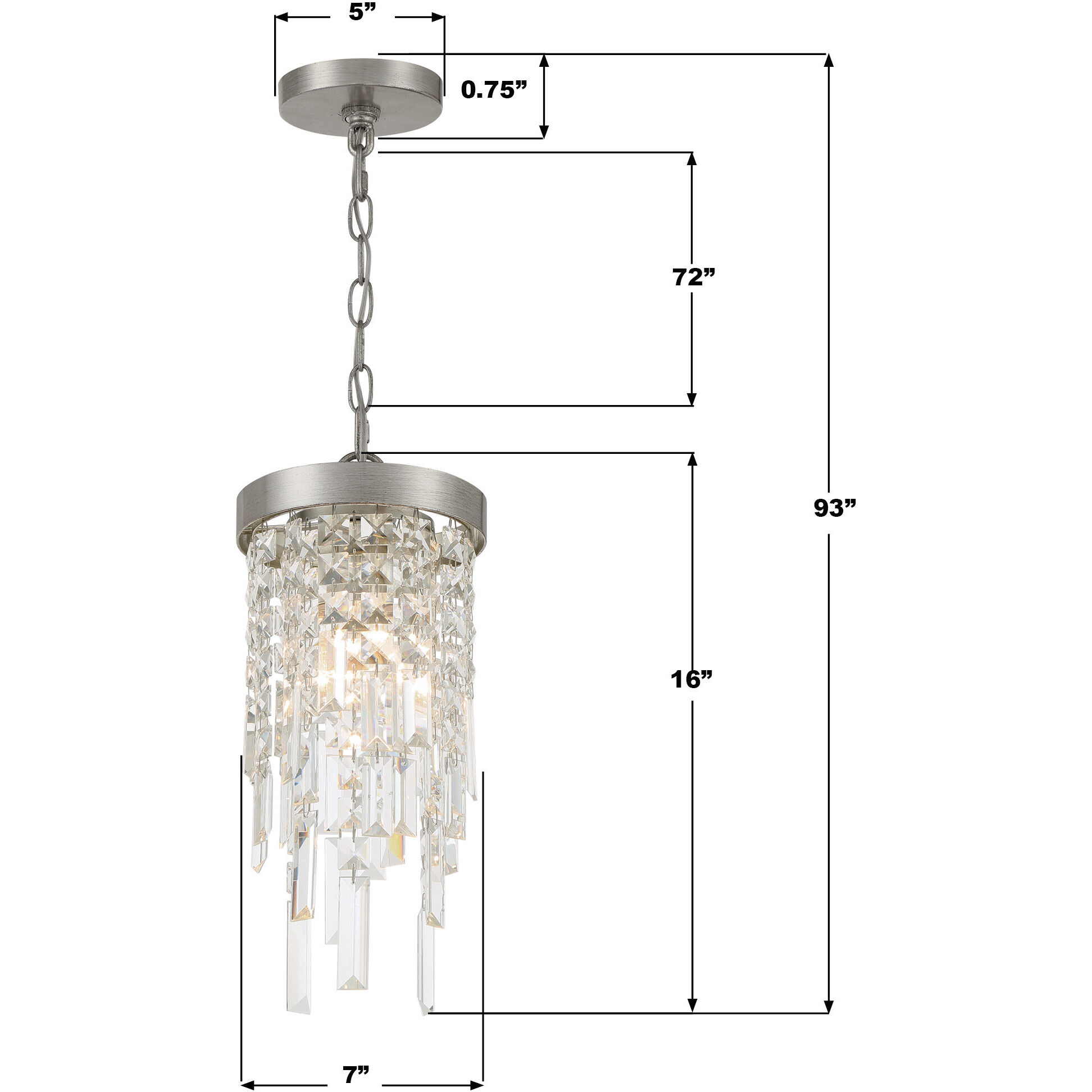 Winfield 1 Light 7 inch Antique Silver Mini Chandelier Ceiling Light