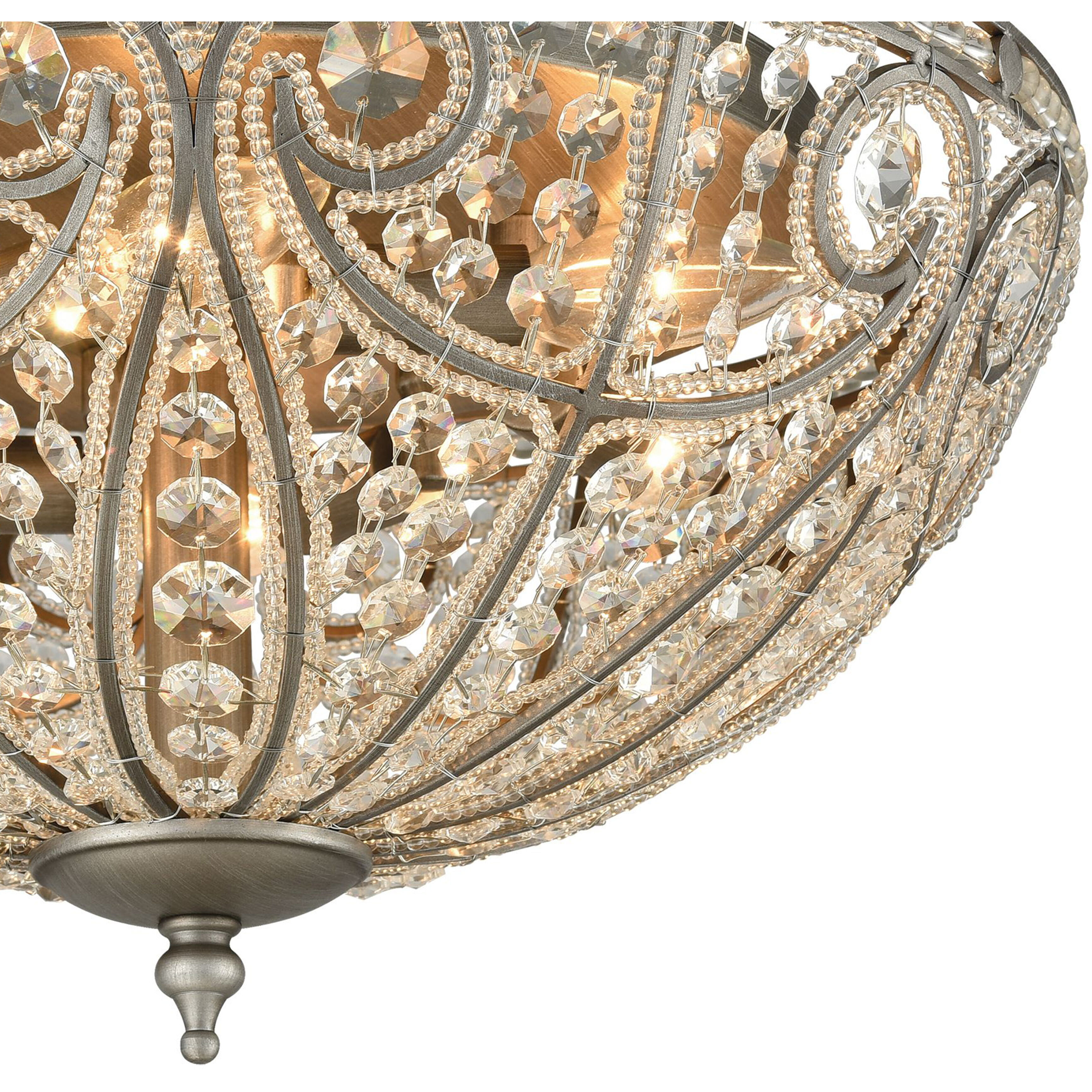 Elizabethan 6 Light 17 inch Weathered Zinc Flush Mount Ceiling Light