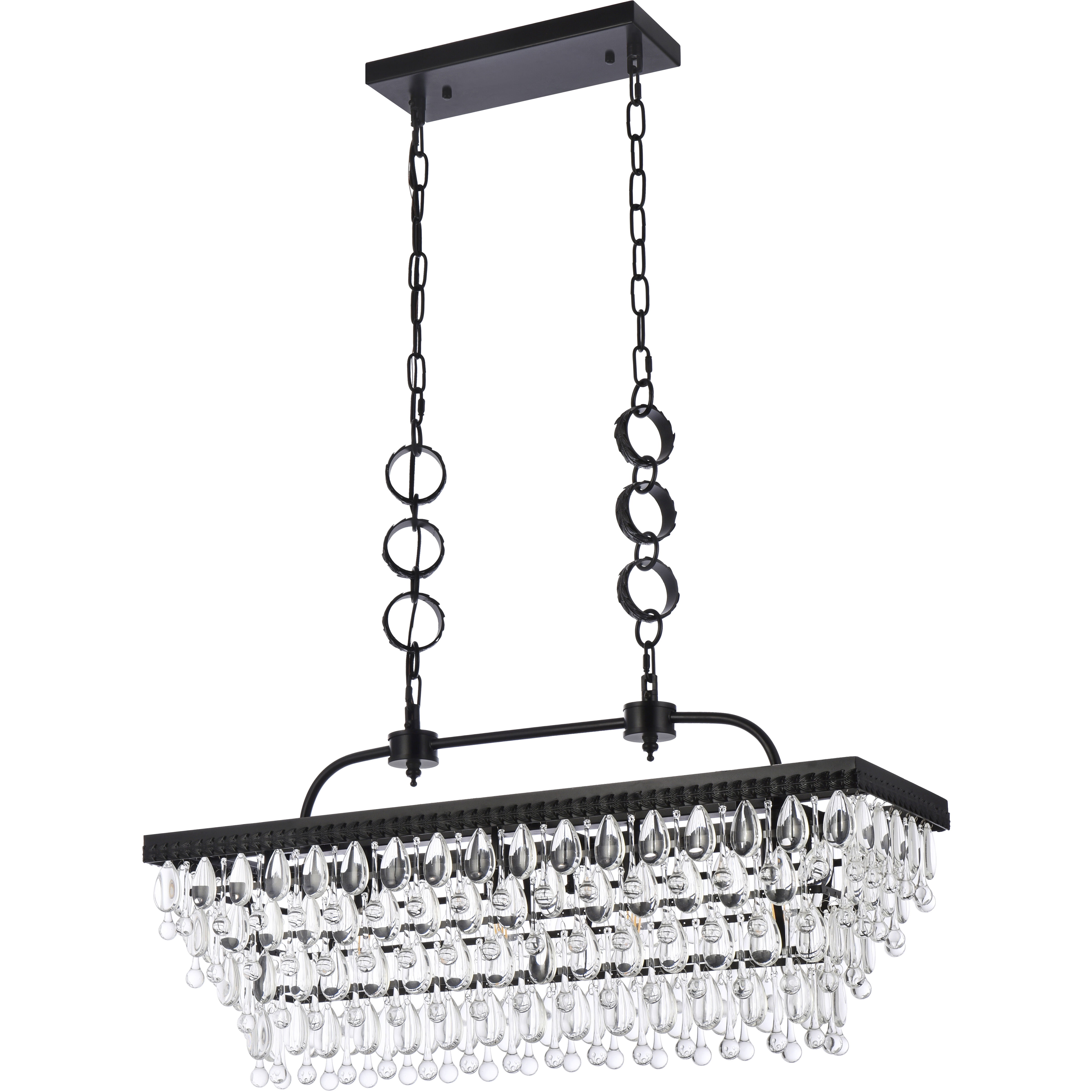 Nordic 6 Light 32 inch Black Linear Pendant Ceiling Light
