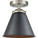 Nouveau Appalachian 1 Light 8 inch Brushed Satin Nickel Semi-Flush Mount Ceiling Light in Matte Black, Nouveau