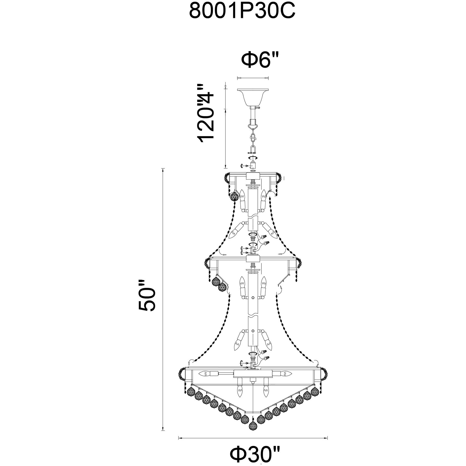 Empire 32 Light 30 inch Gold Down Chandelier Ceiling Light