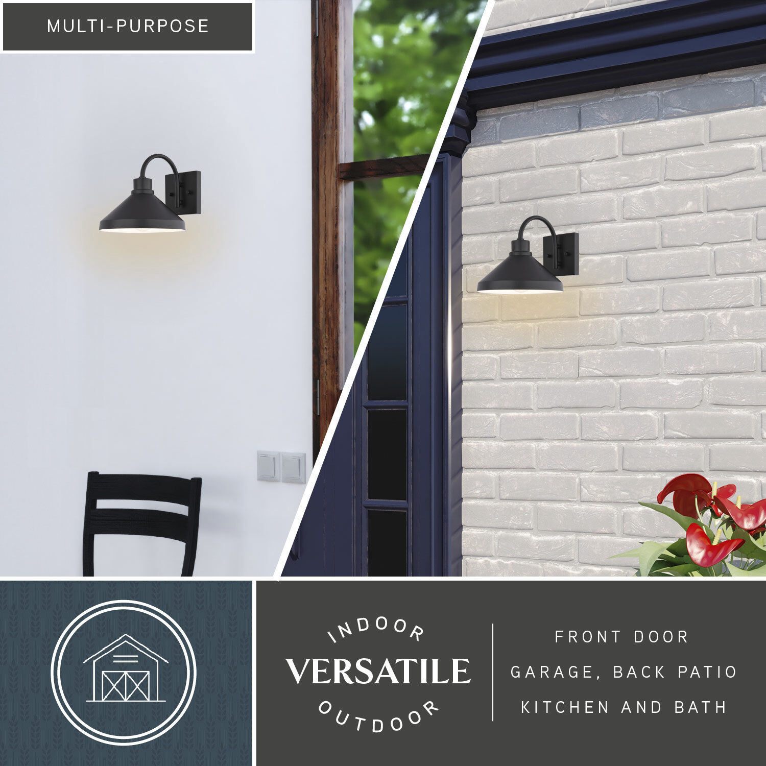 Highland Park 1 Light 8.25 inch Matte Black and White Outdoor Wall
