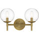 Auresa 2 Light 16 inch Soft Brass Bath Light Wall Light