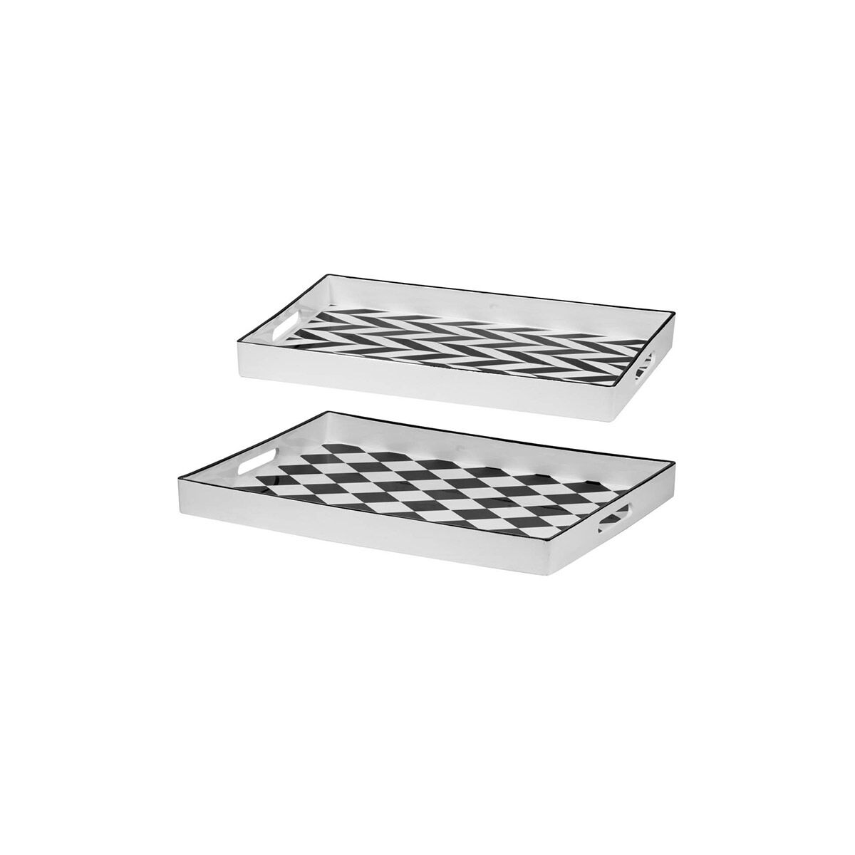 Quinn Black and White Tray, Set of 2