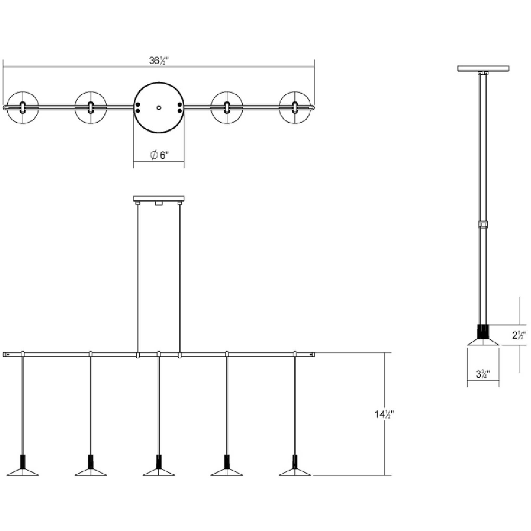 Suspenders LED 36 inch Satin Black Pendant Ceiling Light