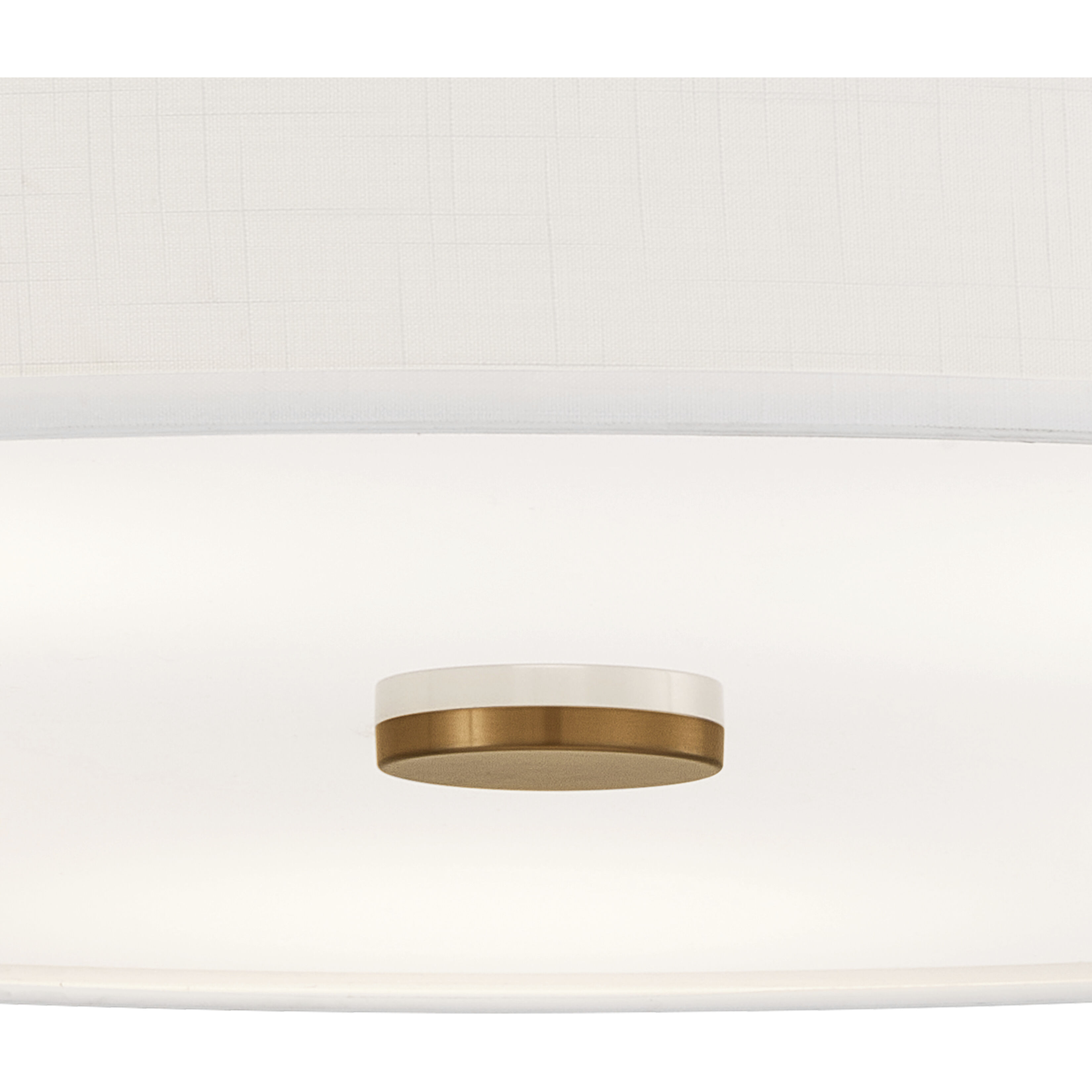 Textile Collection - Genova Family 48 inch Brushed Brass Semi-Flush Ceiling Light in 48" D x 48" W x 11.75" H, White Linen, EVOLV