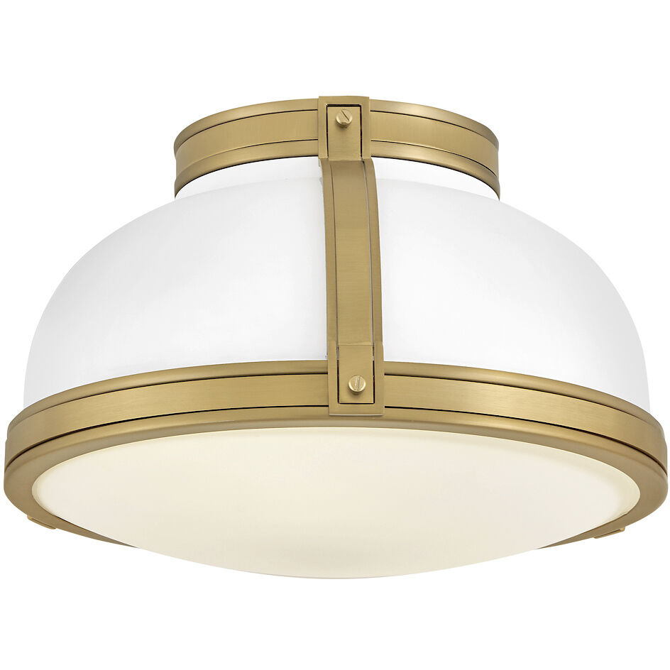 Barton 2 Light 14.25 inch Matte White with Lacquered Brass Flush Mount Ceiling Light
