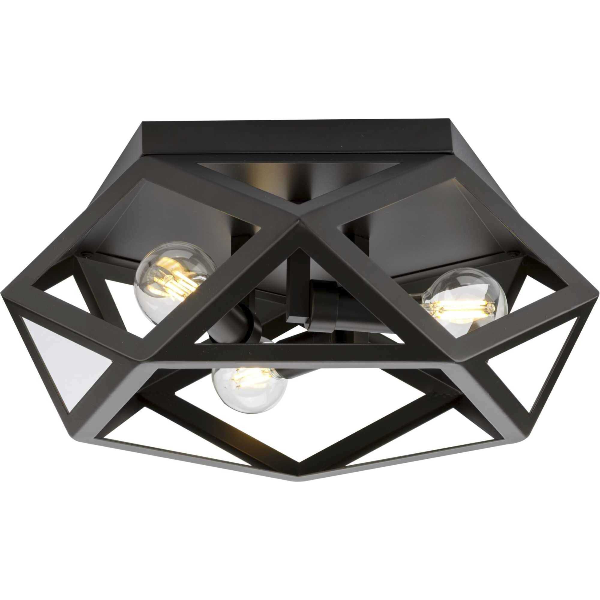 Saucedo 3 Light 14.62 inch Architectural Bronze Flush Mount Ceiling Light, Design Series