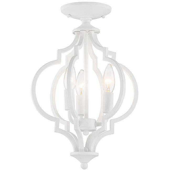 Transitional 3 Light 11 inch Bisque White Convertible Semi-Flush or Pendant Ceiling Light