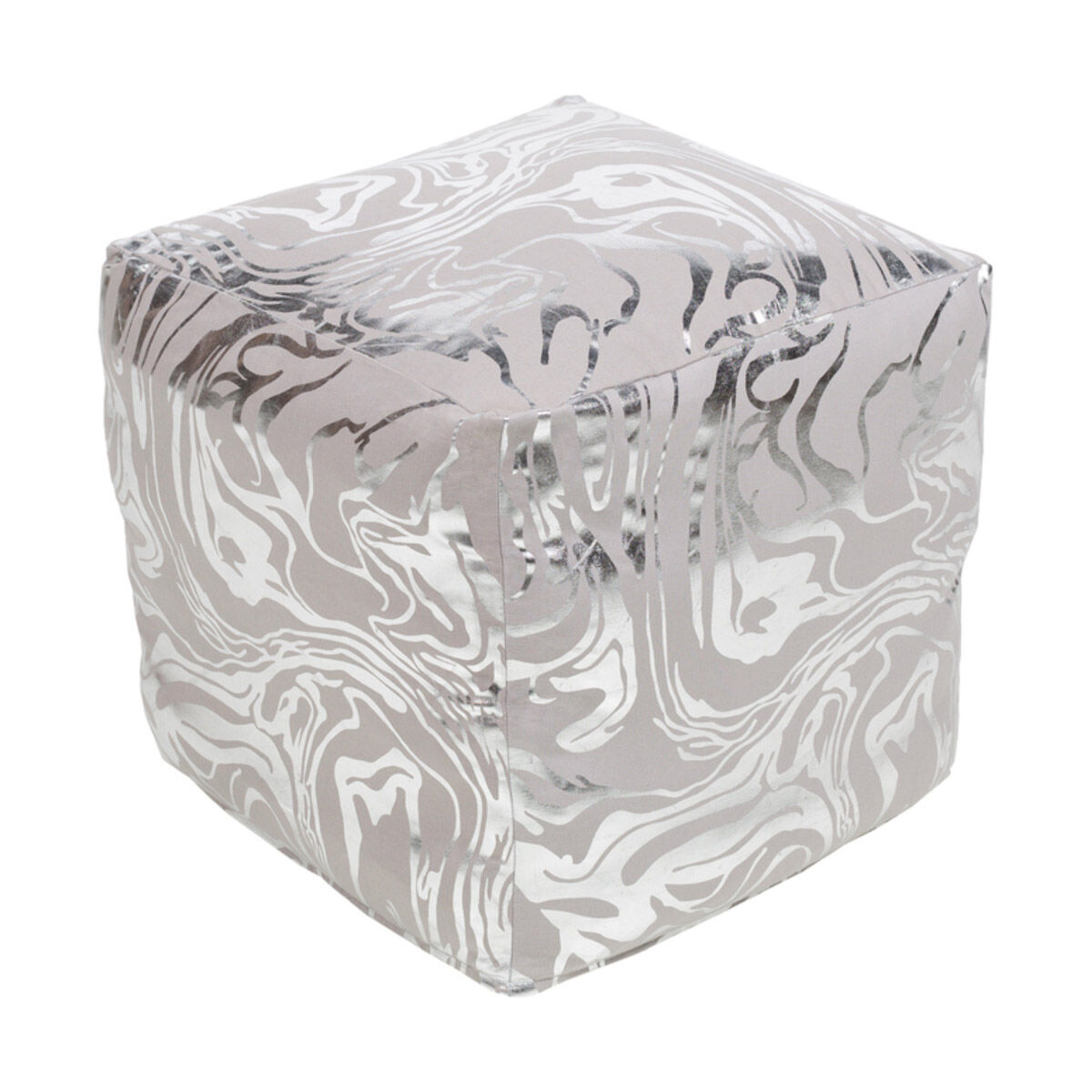 Crescent 18 inch Medium Gray/Metallic - Silver Pouf, Cube