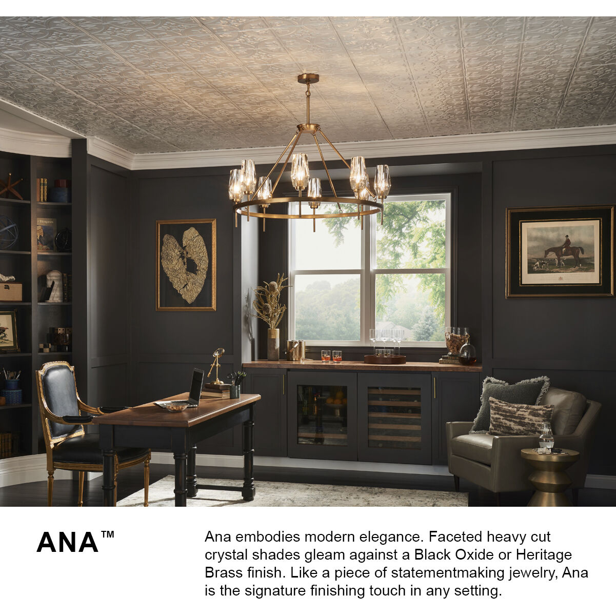 Ana 8 Light 36 inch Heritage Brass Indoor Chandelier Ceiling Light