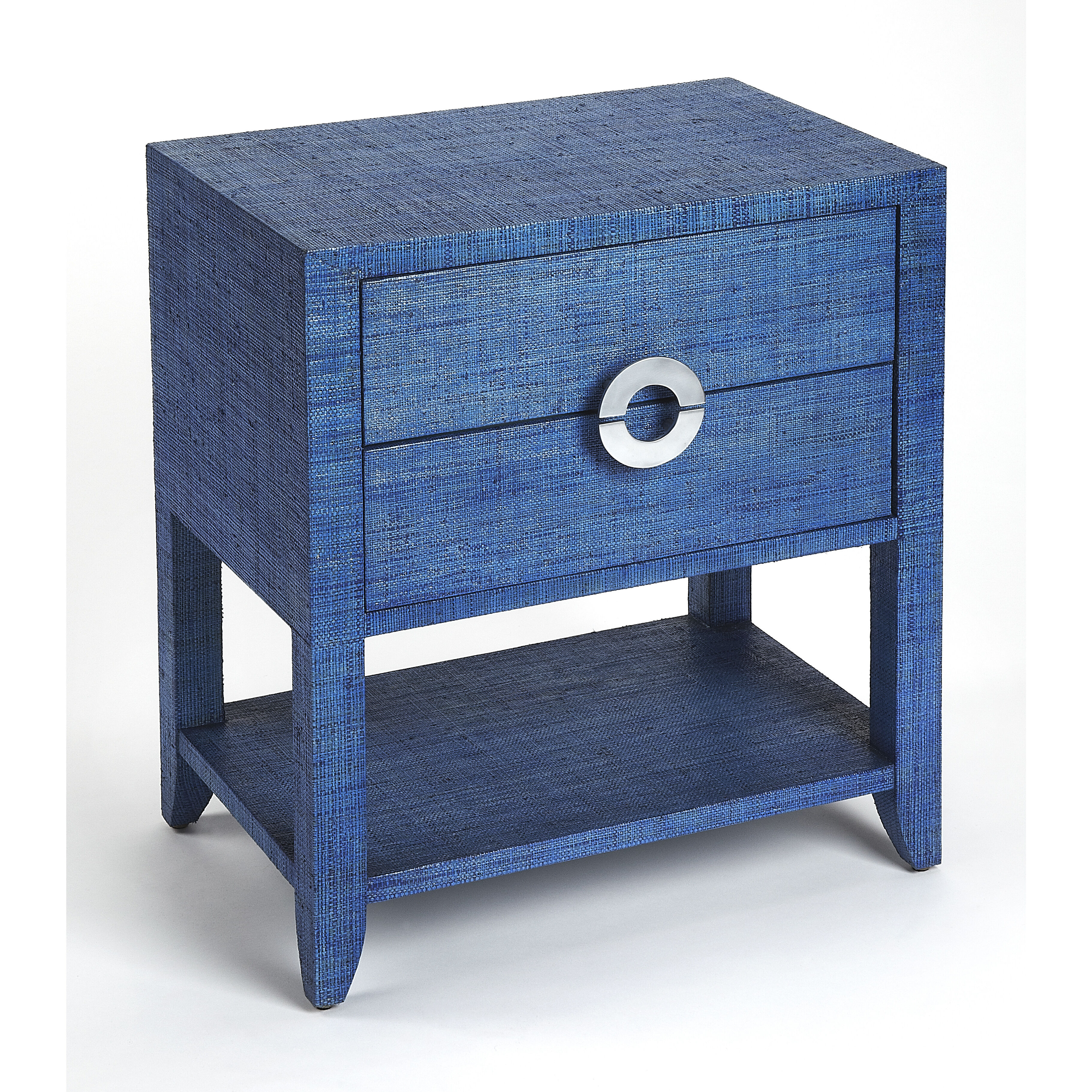 Butler Loft Amelle Blue Raffia 28 X 24 inch Navy Raffia Accent Table