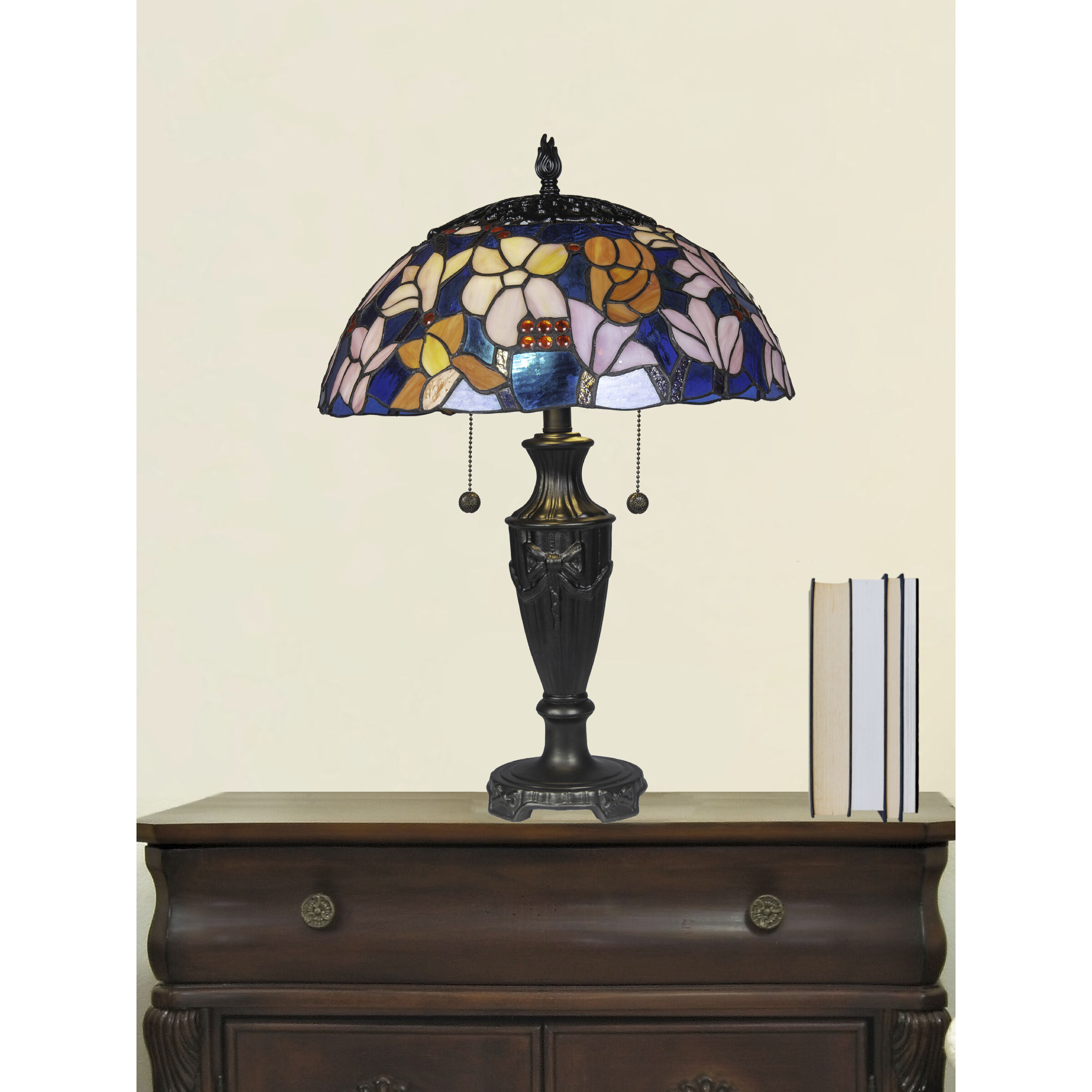 Florieta 24 inch 75.00 watt Antique Bronze Tiffany Table Lamp Portable Light