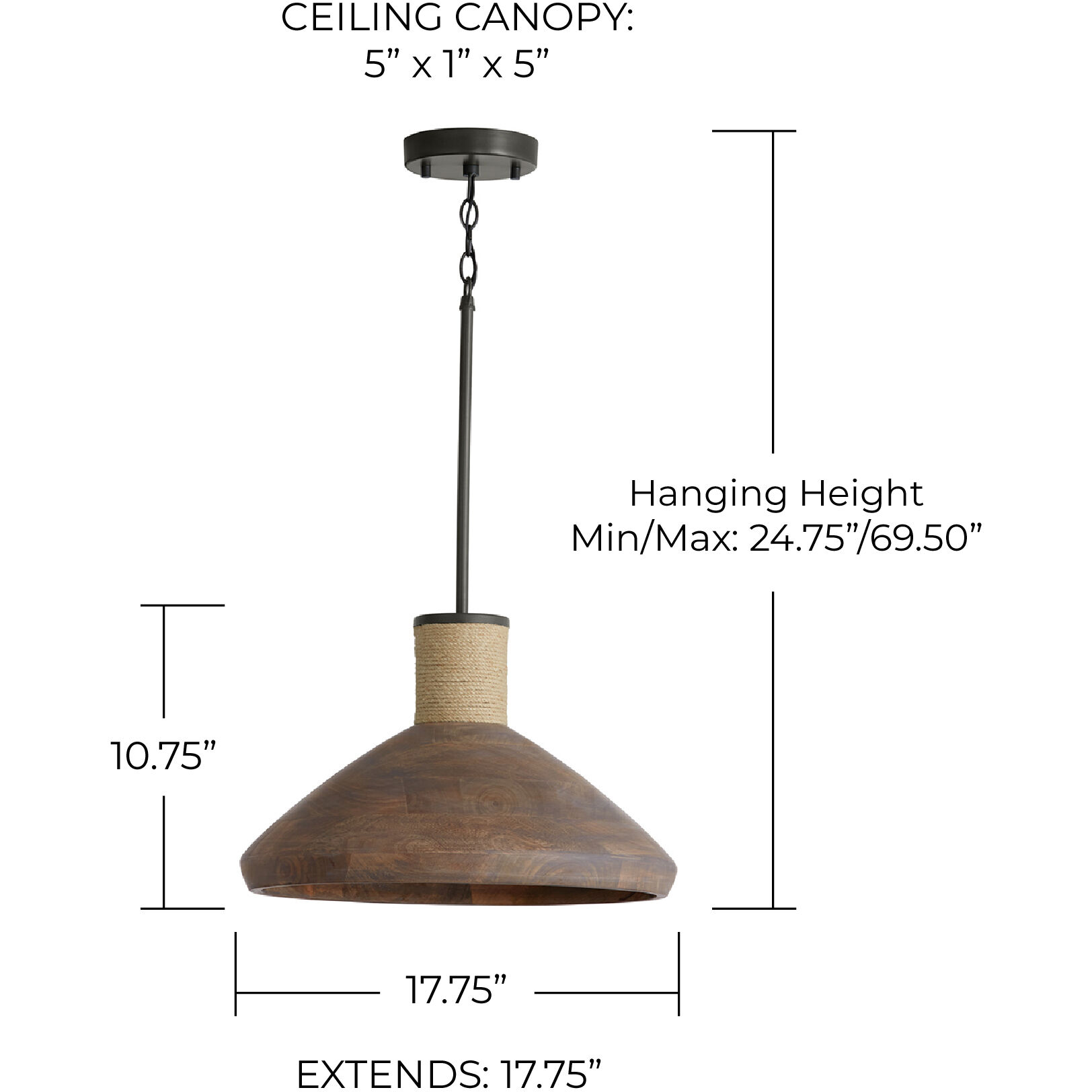 Jacob 1 Light 18 inch Grey Wash and Iron Silk Pendant Ceiling Light