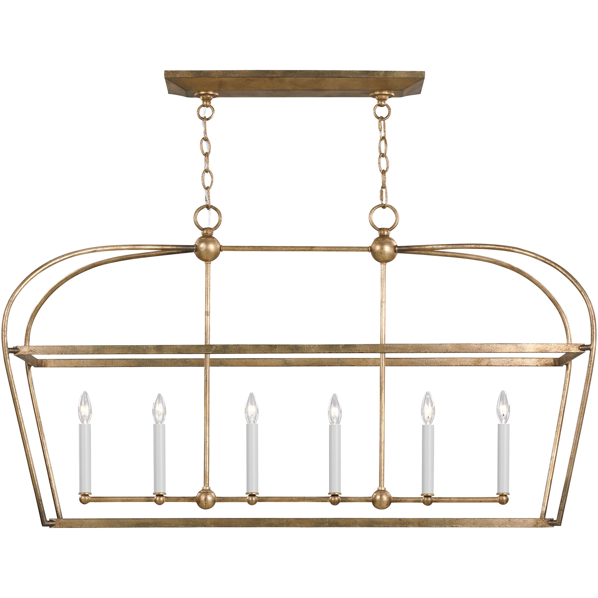 C&M by Chapman & Myers Stonington 6 Light 49.13 inch Antique Gild Linear Lantern Ceiling Light
