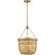 Sanibel 3 Light 16 inch Lacquered Brass with Natural Convertible Pendant Ceiling Light