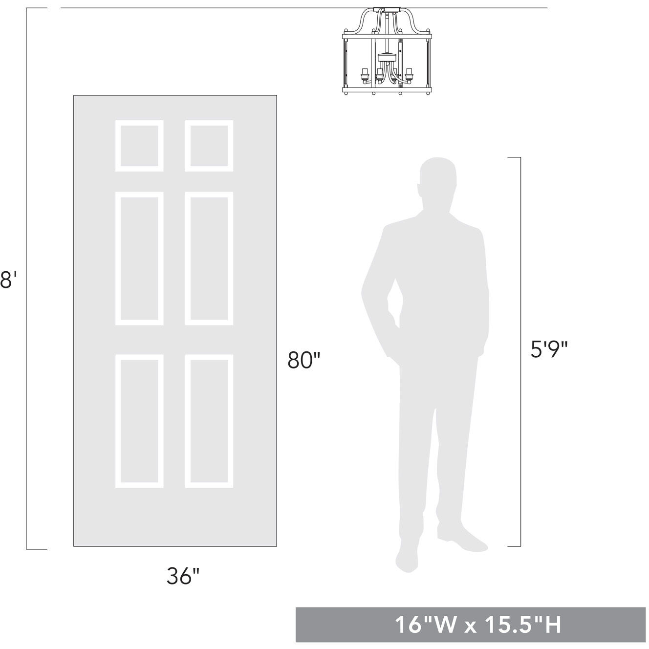 Payton 4 Light 16 inch Matte Black Semi-Flush Mount Ceiling Light, Damp