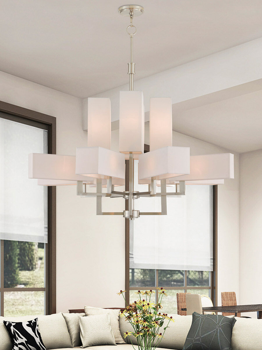 Rubix 12 Light 44 inch Brushed Nickel Foyer Chandelier Ceiling Light