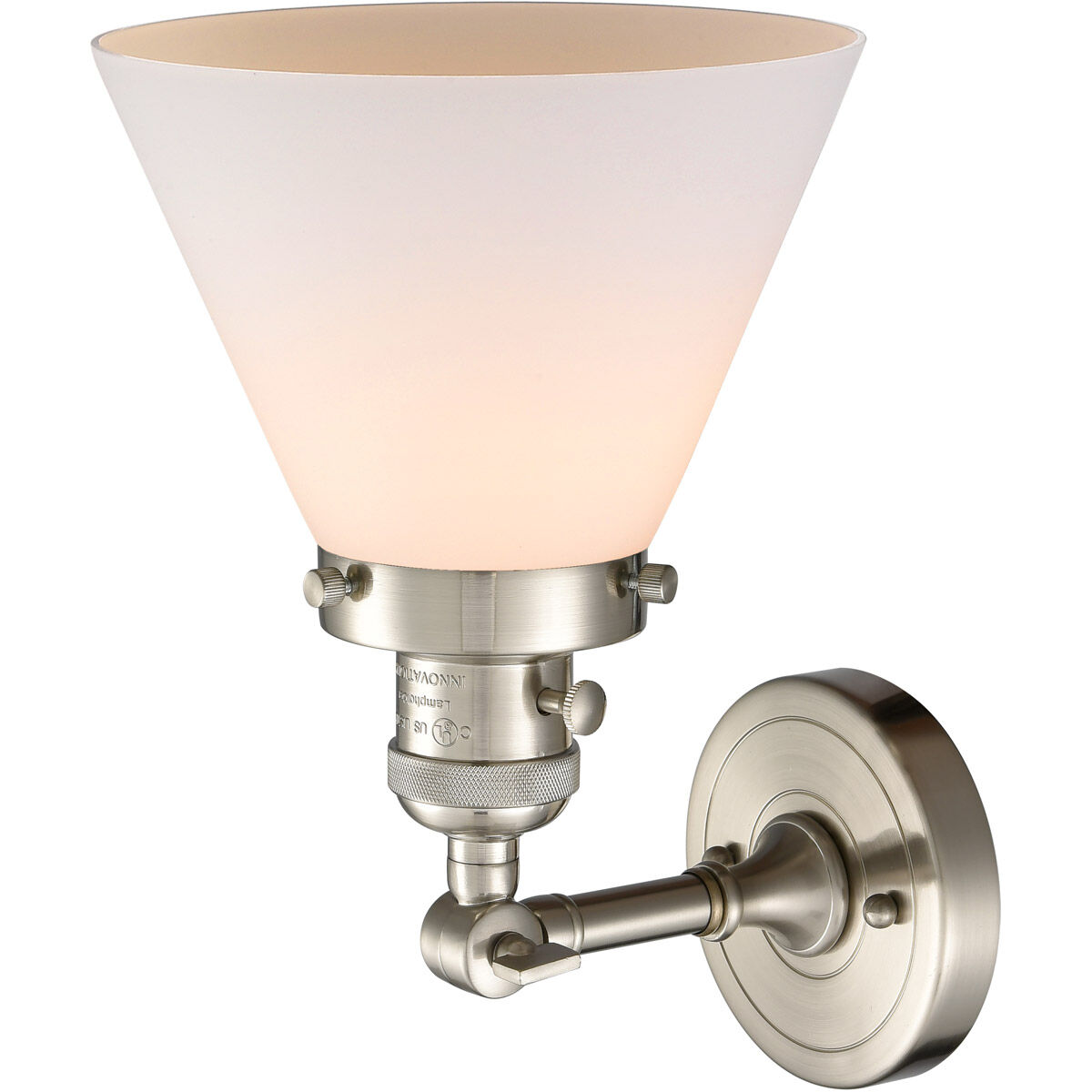 Franklin Restoration Large Cone LED 8 inch Brushed Satin Nickel Sconce Wall Light, Franklin Restoration