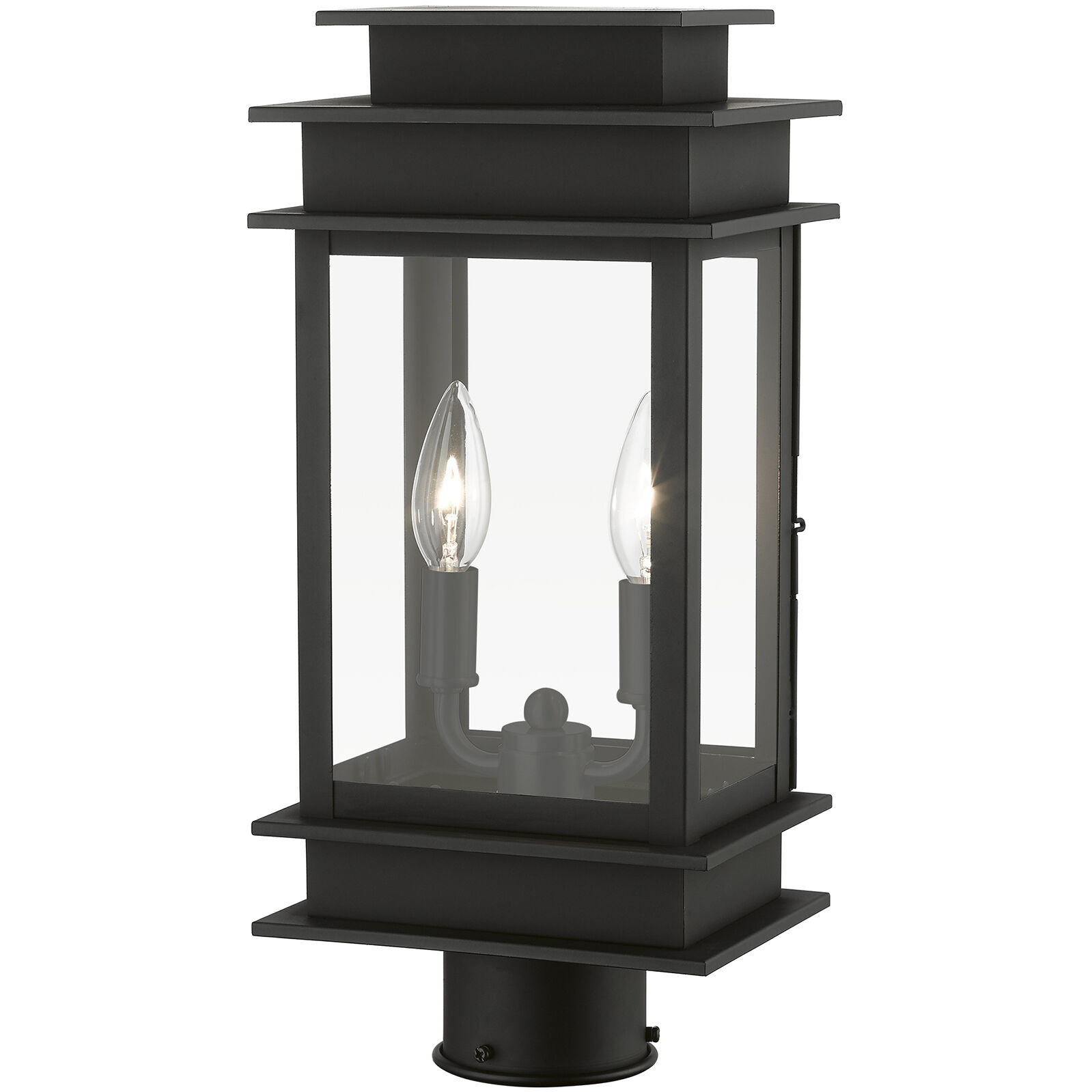 Princeton 2 Light 17 inch Black with Polished Chrome Outdoor Post Top Lantern, Medium