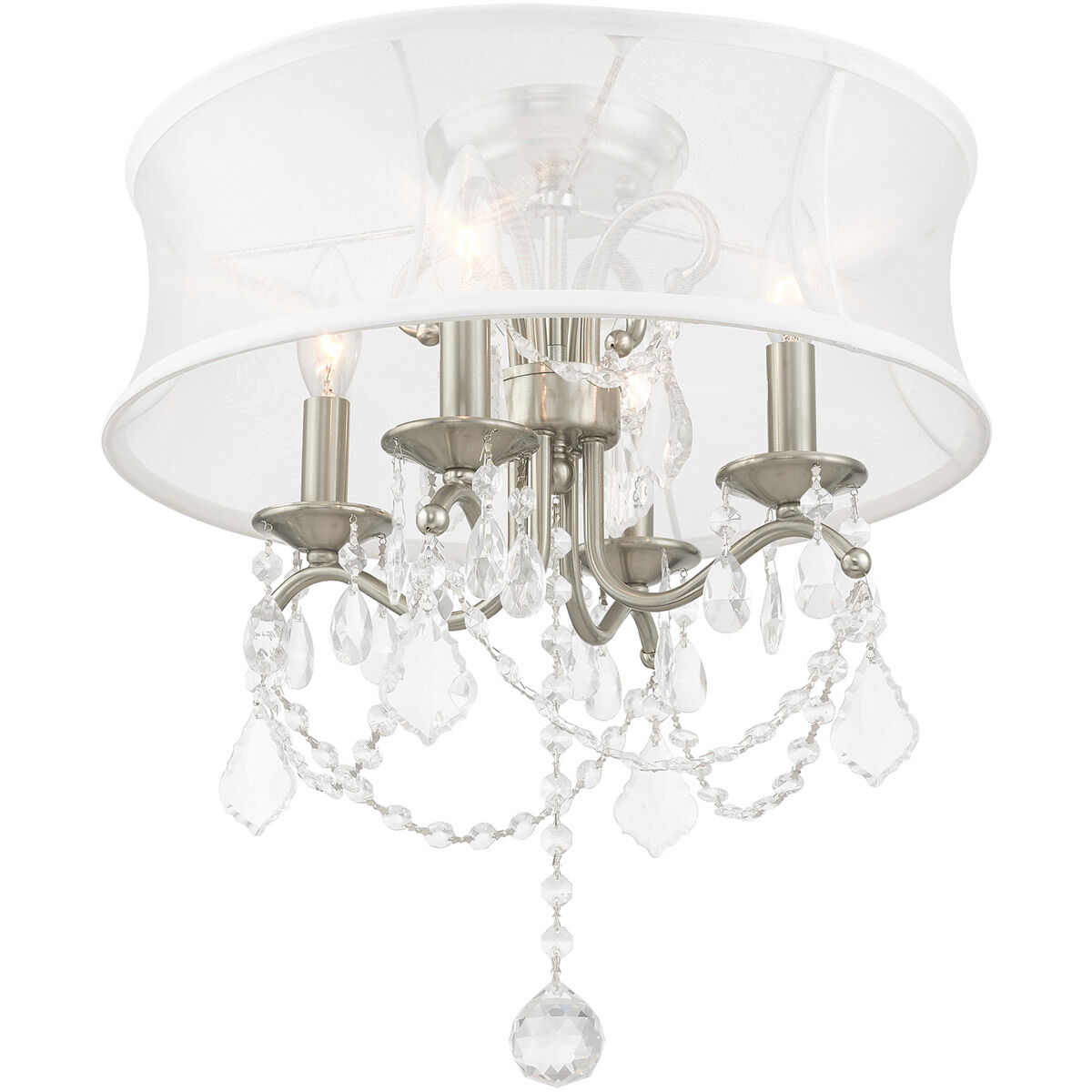 Newcastle 4 Light 16 inch Brushed Nickel Convertible Mini Chandelier/Ceiling Mount Ceiling Light