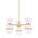 Gillian 3 Light 21 inch Aged Brass/Ceramic Gloss Cream Semi Flush Ceiling Light in Aged Brass/Gloss Cream