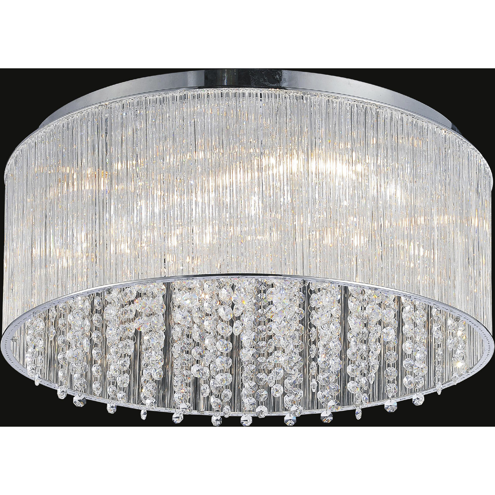 Spring Morning 9 Light 20 inch Chrome Drum Shade Flush Mount Ceiling Light