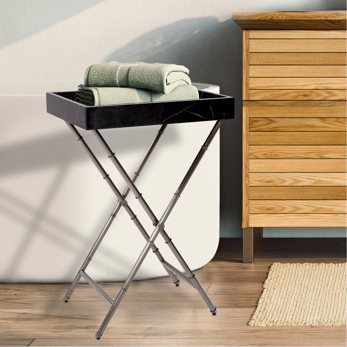 Talbot 25 X 17 inch Brushed Titanium Tray Table