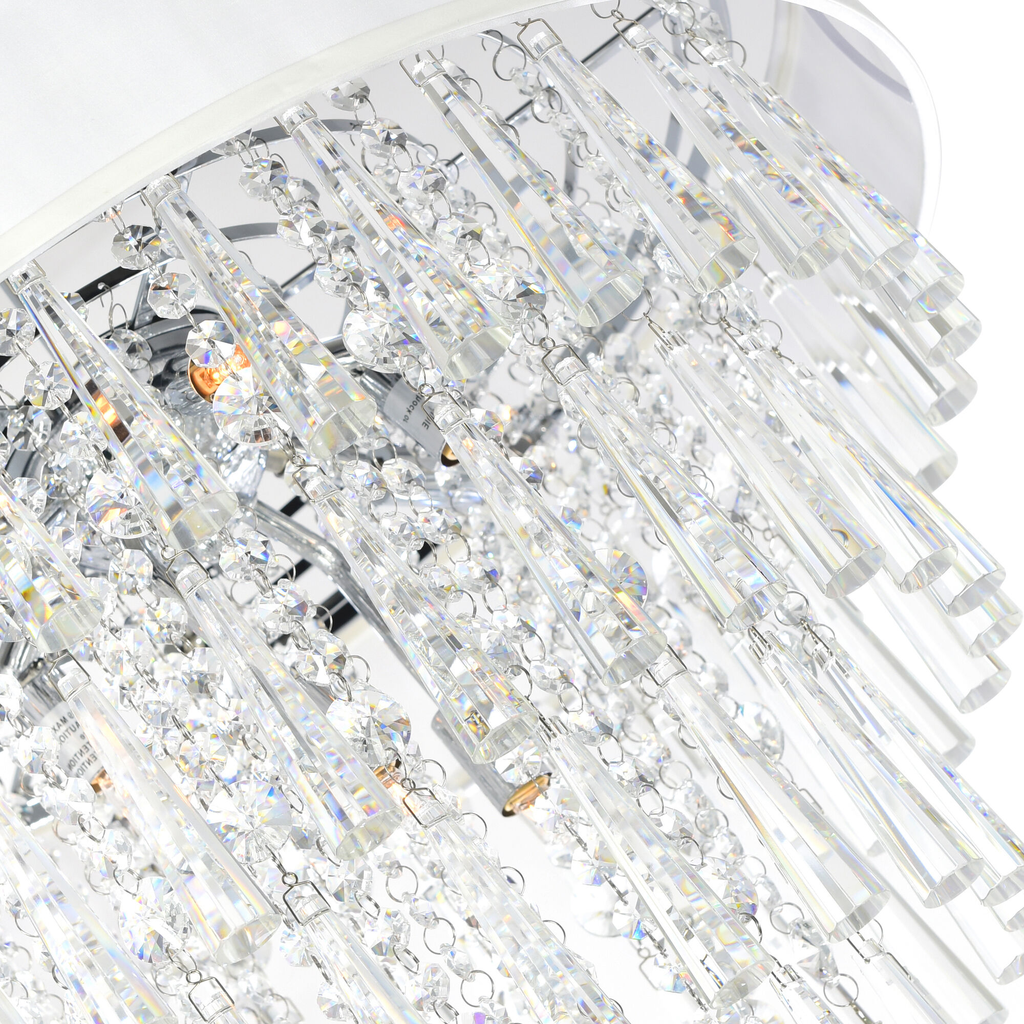 Franca 8 Light 22 inch Chrome Drum Shade Chandelier Ceiling Light in Off White