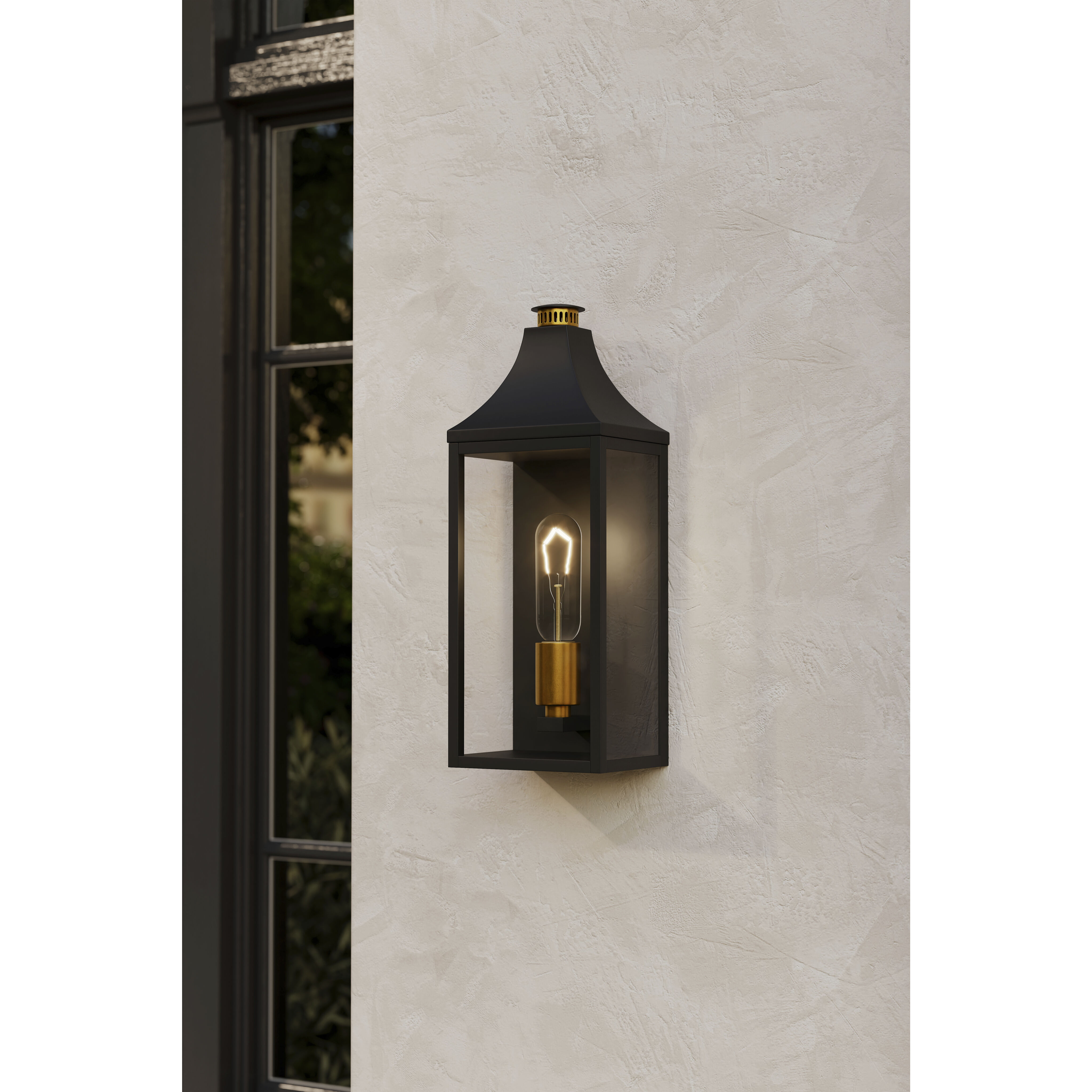 Hurstborne 1 Light 15.75 inch Dark Matte Black and Painted Legacy Brass Outdoor Wall Lantern