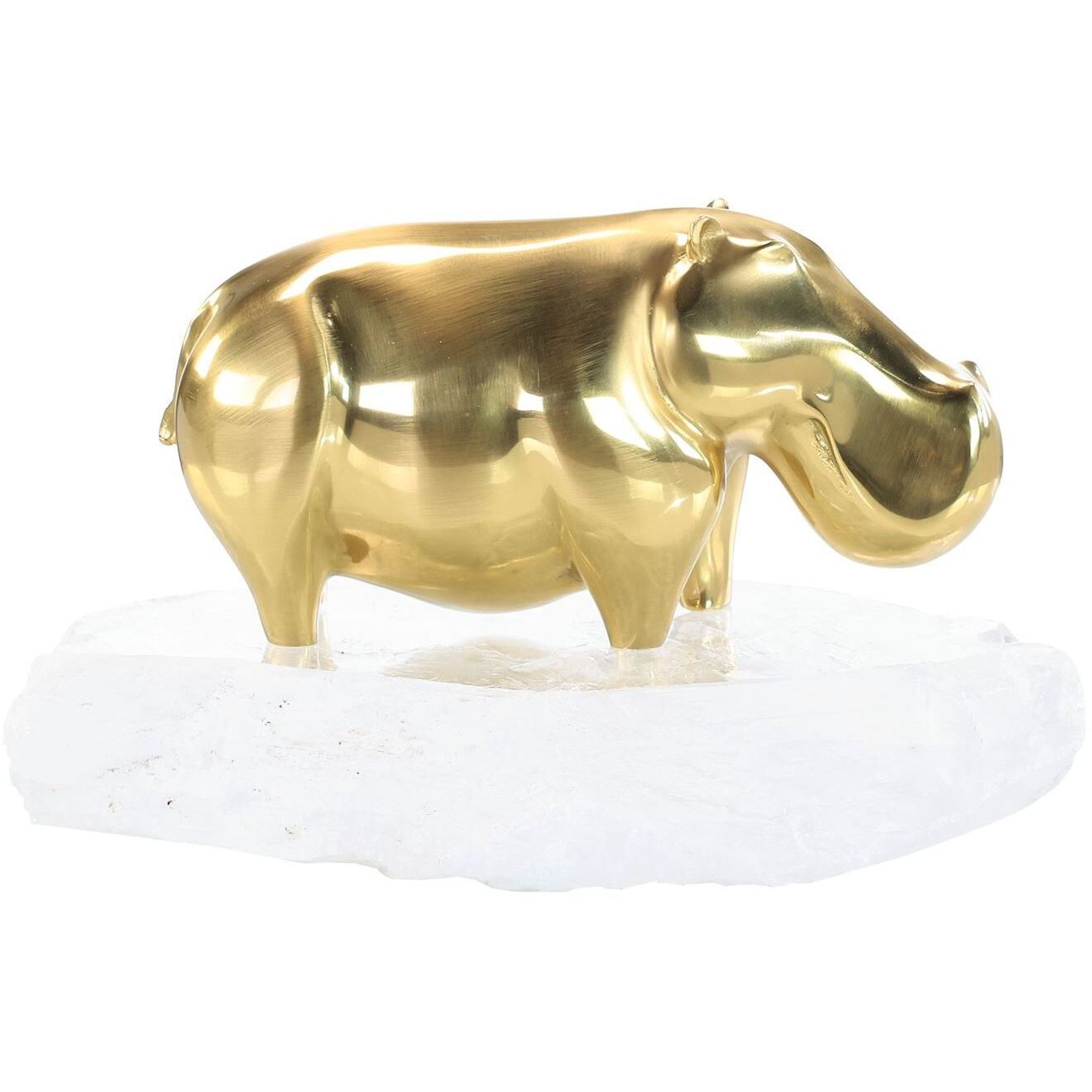 Brass Hippo 10.75 X 6.75 inch Sculpture